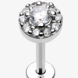 NEW 16 Gauge 5/16" 8mm Multi-gem Labret Tragus Helix Cartilage